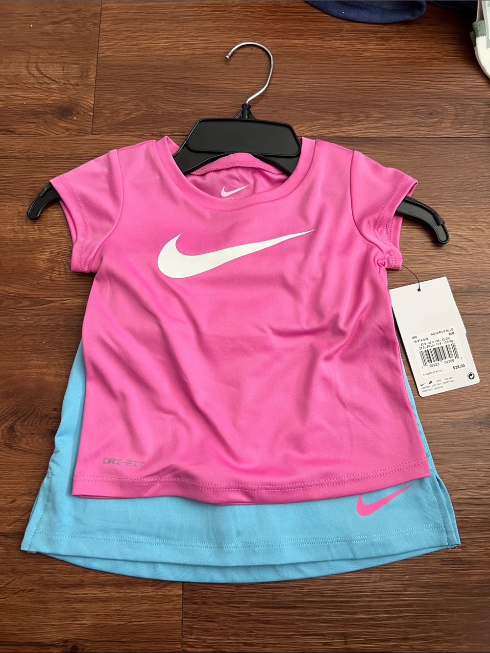Toddler Nike Pink & Light Blue Layered Athletic Tee Set